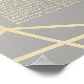 幾何学模様 |グレーと金ゴールドのシーティングチャート ポスター (角)