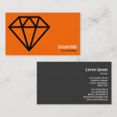 幾何学模様 – シンプルダイヤモンド – 黒オンオレンジ 名刺 (正面/裏面)