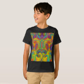 幾何学模様 スワール カラフル アート 抽象的 Tシャツ (正面フル)