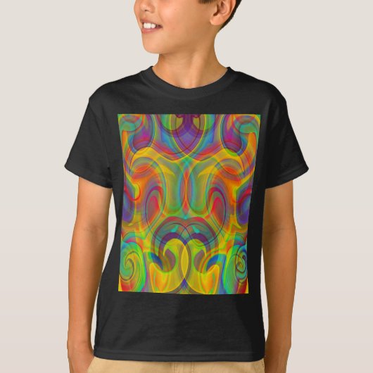 幾何学模様 スワール カラフル アート 抽象的 Tシャツ (正面)