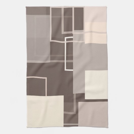 幾何学模様 – チョコレートとクリーム キッチンタオル (縦)