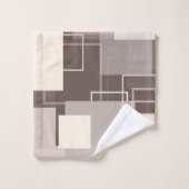 幾何学模様 – チョコレートとクリーム バスタオルセット (ウォッシュタオル)