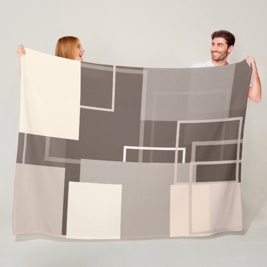 幾何学模様 – チョコレートとクリーム フリースブランケット (インサイチュ)