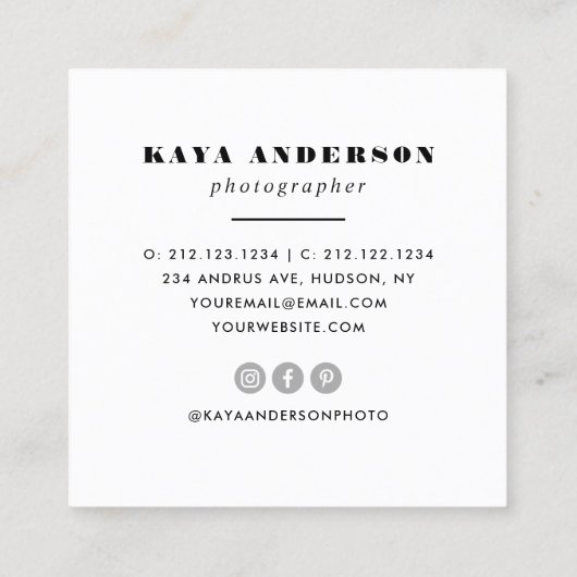 幾何学模様 | トレンディーモダンミニマル撮影 スクエア名刺 (裏面)