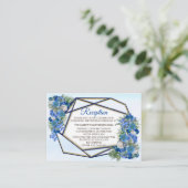 幾何学模様 – ネイビー金ゴールドフラワーブーケテーマ エンクロージャーカード (スタンド正面)