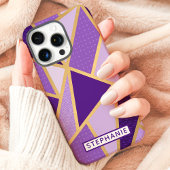 幾何学模様 パープル ゴールド 名前入り Case-Mate iPhoneケース