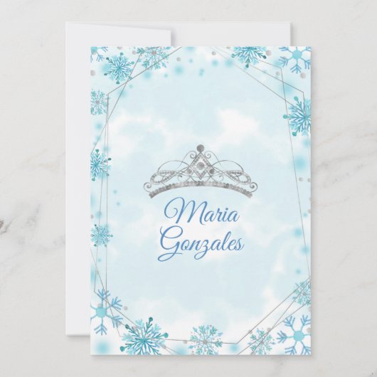 幾何学模様&ブルースノーフレーク甘い15誕生日 招待状 (裏面)