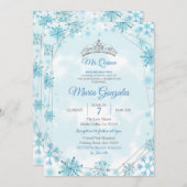 幾何学模様&ブルースノーフレーク甘い15誕生日 招待状 (正面/裏面)