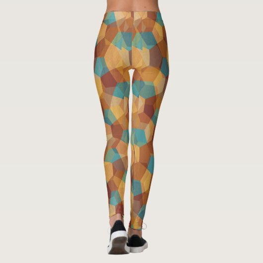 幾何学模様（ベージュブルーとブラウン） レギンス (裏面)