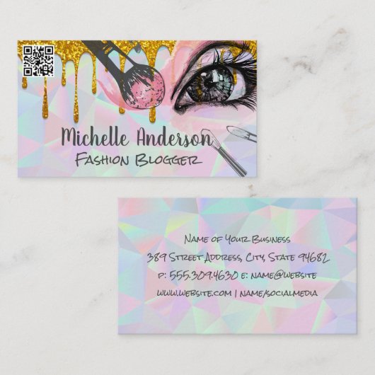 幾何学模様 | メイクアップブラシグリッタードリップ 名刺 (正面/裏面)