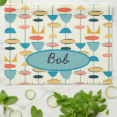 幾何学模様、モダンレトロ、ミッドセンチュリーキッチンモダンズ キッチンタオル (折り畳み)