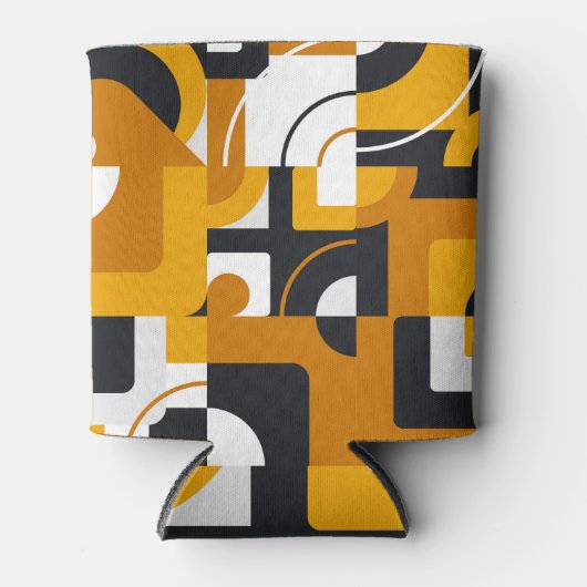 幾何学模様：モダンヴィンテージスタイル 缶クーラー (正面)