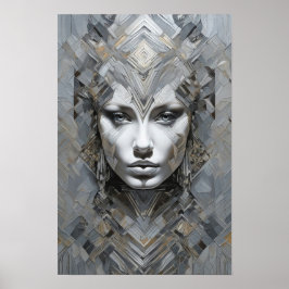 幾何学模様：モダン抽象芸術女性のポートレート ポスター