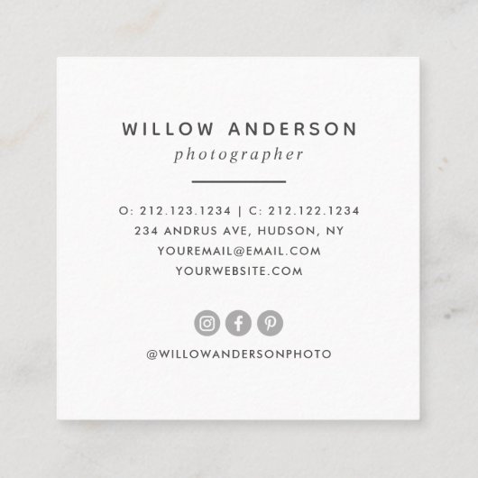 幾何学模様 |三角形モダンオーバーレイ写真 スクエア名刺 (裏面)