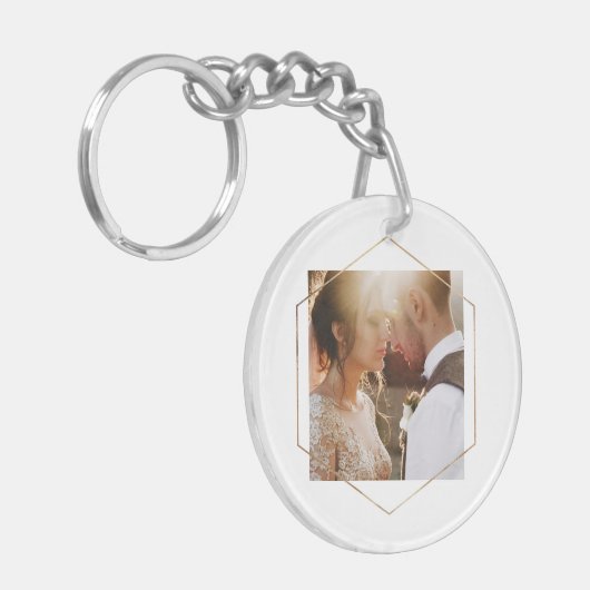 幾何学模様 | 個人用の金ゴールド キーホルダー (正面左)