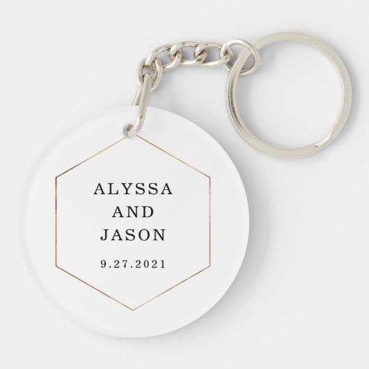 幾何学模様 | 個人用の金ゴールド キーホルダー (裏面)