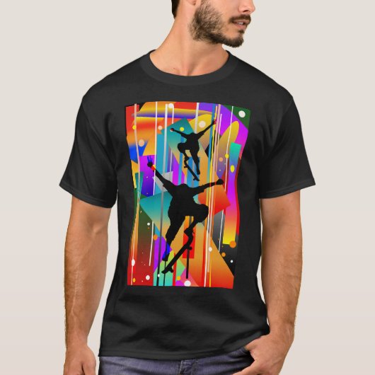 幾何学模様 抽象的 スケートボード Tシャツ (正面)