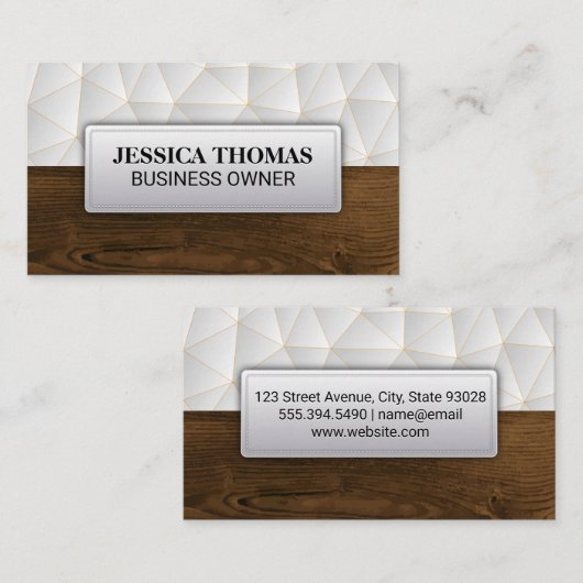 幾何学模様 |木目 名刺 (正面/裏面)