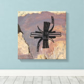 幾何学模様、模倣陶器デザイン キャンバスプリント (インサイチュ (ウッドフロア))