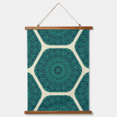 幾何学模様 – 深い緑&B 吊り下げ型タペストリー (正面)