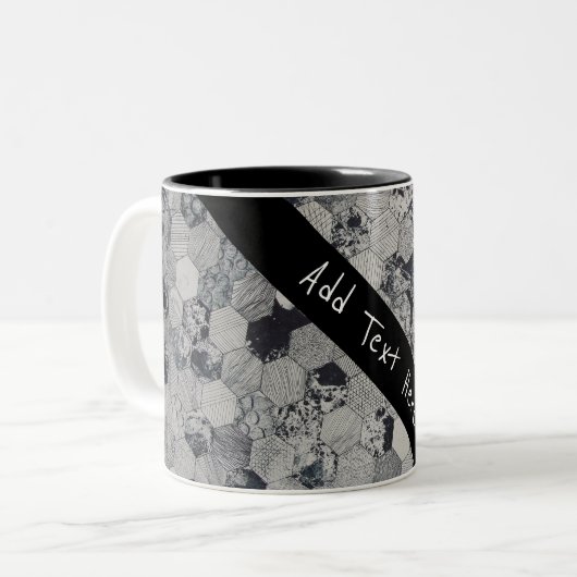 幾何学模様(灰色、白、黒) ツートーンマグカップ (正面左)