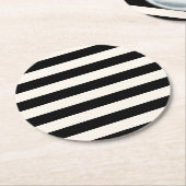 幾何学模様(白黒ストライプ) ラウンドペーパーコースター (アングル)