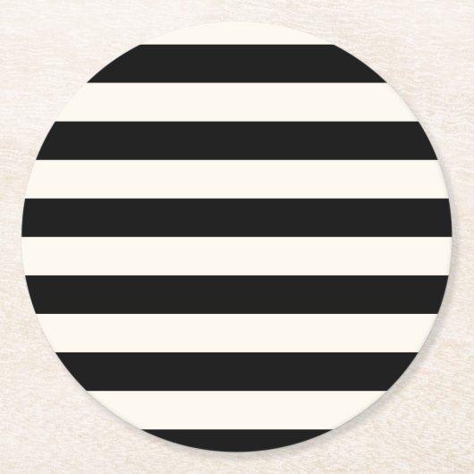 幾何学模様(白黒ストライプ) ラウンドペーパーコースター (正面)