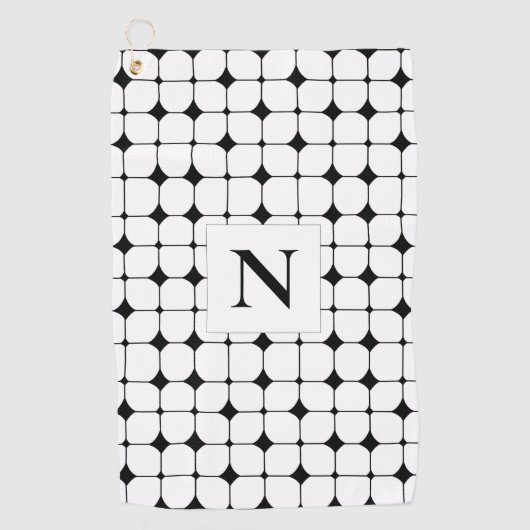 幾何学模様（白黒） ゴルフタオル (正面)