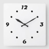 幾何学模様(白黒) スクエア壁時計 (正面)