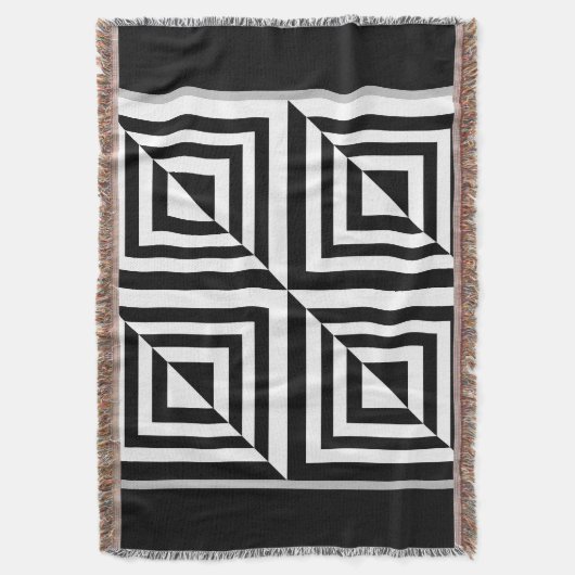 幾何学模様（白黒） スローブランケット (正面縦)