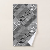 幾何学模様、白黒 バスタオルセット (ハンドタオル)