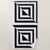 幾何学模様（白黒） ビーチタオル (正面)