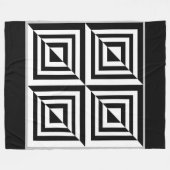 幾何学模様(白黒) フリースブランケット (正面(横))