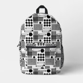 幾何学模様（白黒） プリントバックパック (正面)