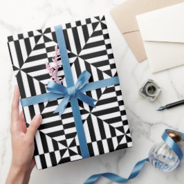 幾何学模様（白黒） ラッピングペーパー