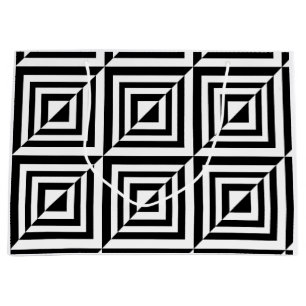 幾何学模様(白黒) ラージペーパーバッグ