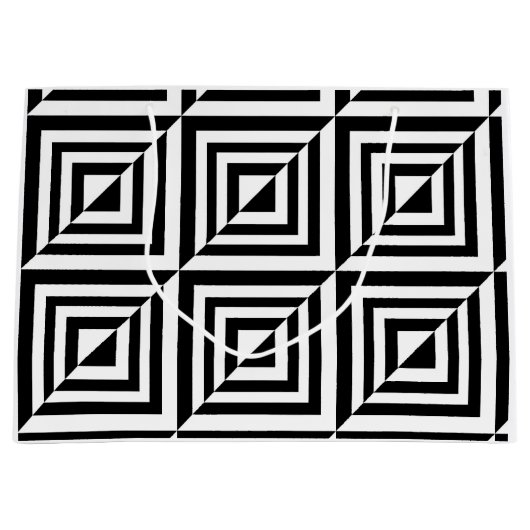 幾何学模様（白黒） ラージペーパーバッグ (正面)