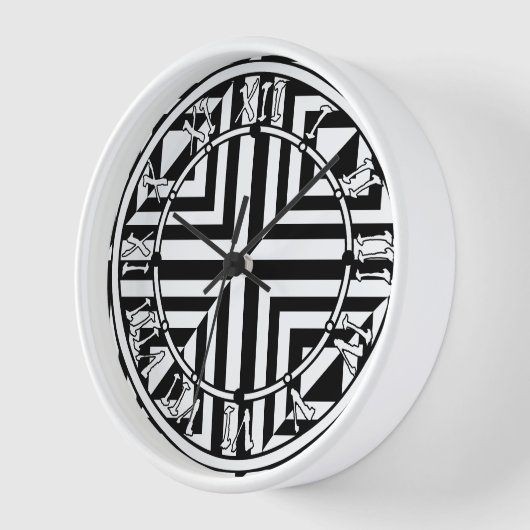 幾何学模様(白黒) 壁時計 (傾斜)