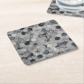 幾何学模様（白、グレー、黒） スクエアペーパーコースター (アングル)