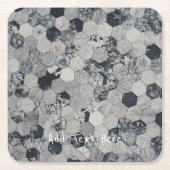 幾何学模様（白、グレー、黒） スクエアペーパーコースター (正面)