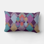幾何学模様(紫)薄紫青オレンジ色(黄) ランバークッション (裏面)