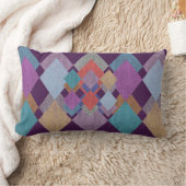 幾何学模様(紫)薄紫青オレンジ色(黄) ランバークッション (ブランケット)