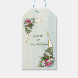 幾何学模様 – 金ゴールドグリッターフラワーブーケギフトラベル ギフトタグ