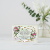 幾何学模様 – 金ゴールドグリッターフラワーブーケテーマ エンクロージャーカード (スタンド正面)