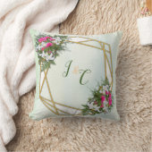 幾何学模様 – 金ゴールドグリッターフラワーブーケテーマ クッション (ブランケット)