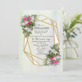 幾何学模様 – 金ゴールドグリッターフラワーブーケテーマ 招待状 (スタンド正面)