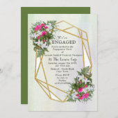 幾何学模様 – 金ゴールドグリッターフラワーブーケテーマ 招待状 (正面/裏面)