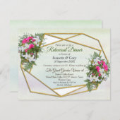幾何学模様 – 金ゴールドグリッターフラワーブーケテーマ 招待状 (正面/裏面)