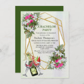 幾何学模様 – 金ゴールドグリッターフレーム独身カード (正面/裏面)