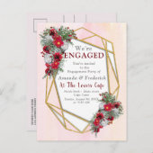 幾何学模様 – 金ゴールドグリッターブルガンディブケッツ インビテーションポストカード (正面/裏面)